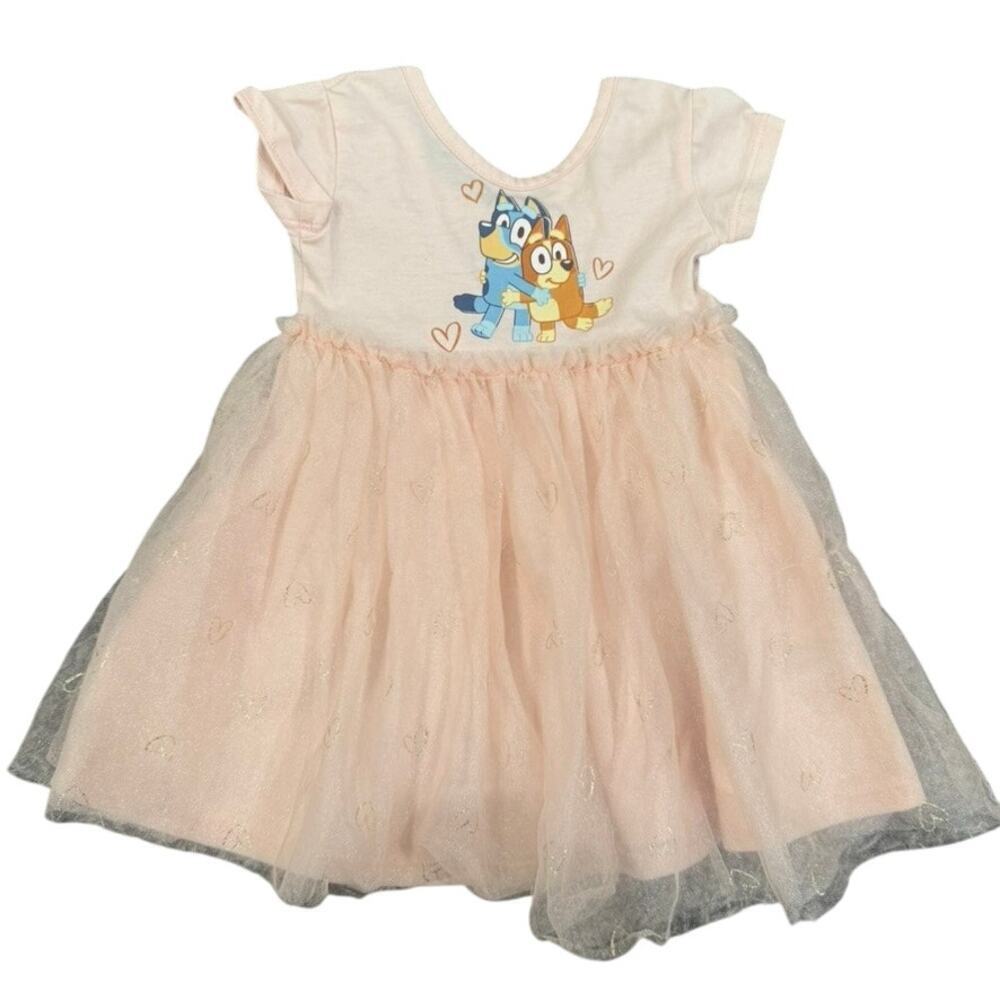 Bluey Baby Girls Tulle Printed T-Shirt Dress in Pink, Size 12M​​​